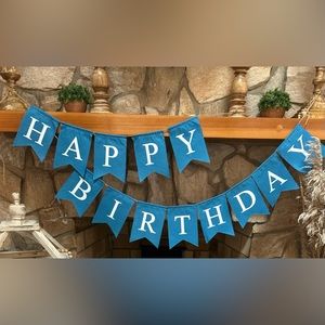 Blue happy birthday banner